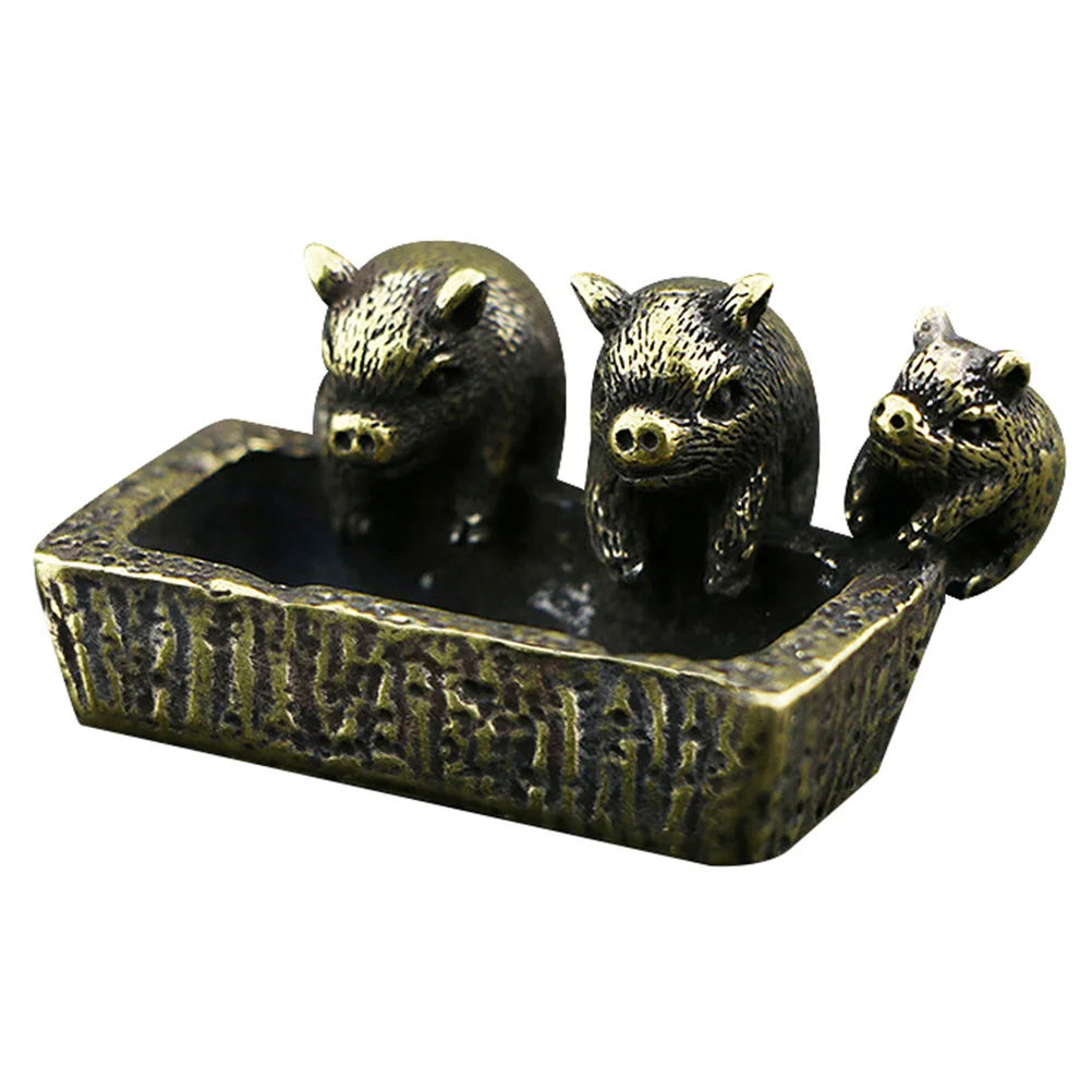 

1pc Brass Tea Set Decor Creative Pig Shape Home Office Desktop Adornment Kung Fu Tea Ceremony Accessory Tabletop Ornament