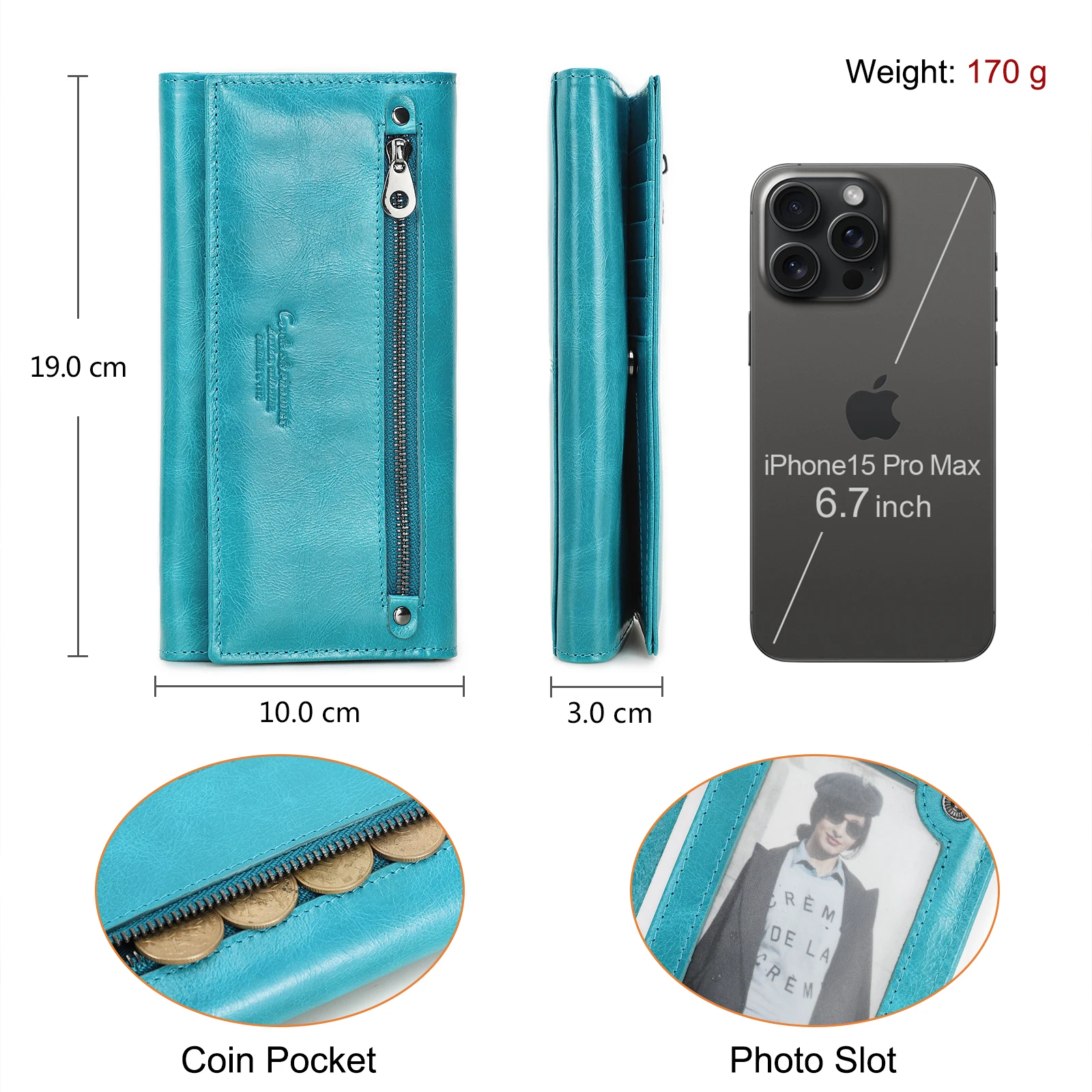 Contact\'s HOT Genuine Leather Wallet Women Card Holder Wallets for Women Long Style Coin Purse Female Clutch Bag Portfel Damski