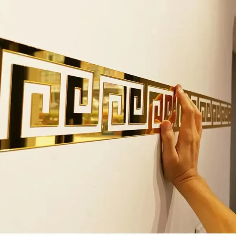 10pcs Acrylic Self Adhesive Wall 3D Decor Sticker Mirror for Bedroom Edge Strip Corner Line Building Border Home Office Decor