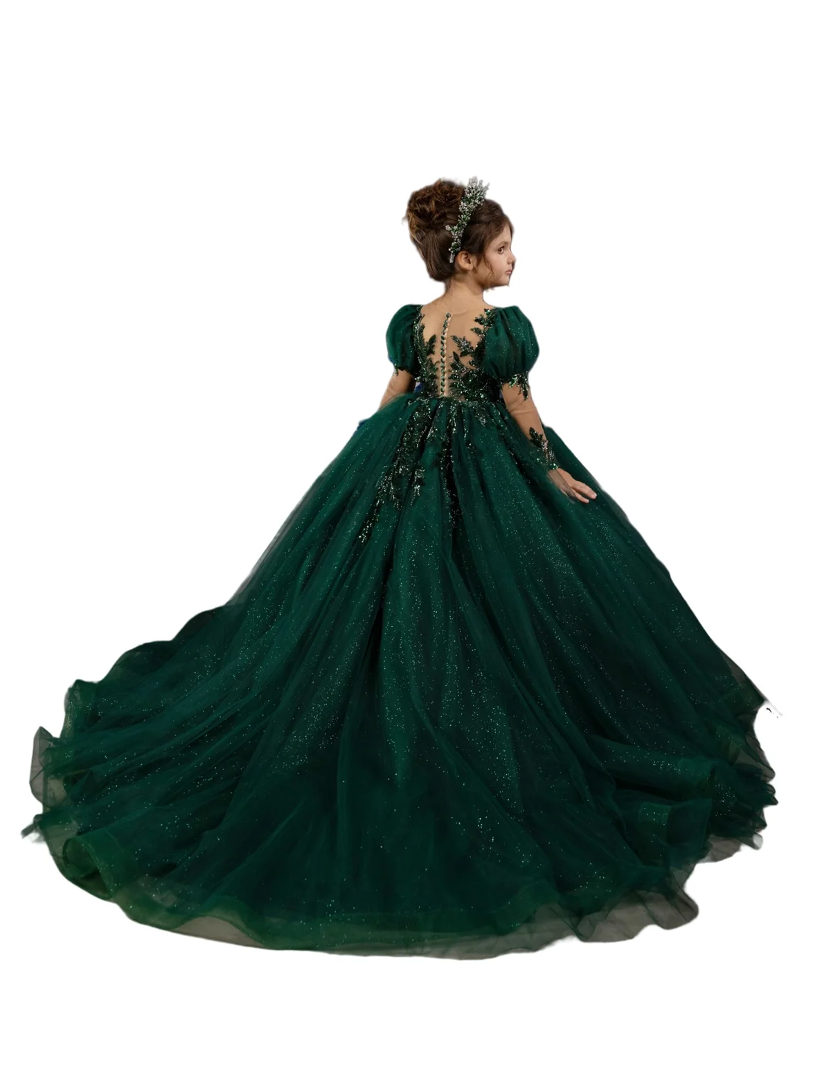 emerald green little girl dresses Pageant Dress for Girls Sparkly Long Sleeves Sequin Flower Toddler Satin Bust:34 Fabric - Denim NOLORIA Short Petticoat Skirt beach outings