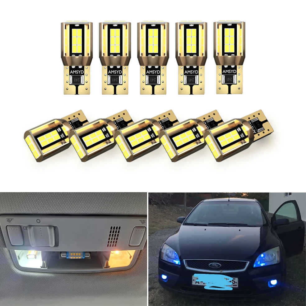 50PCS T10 W5W 2016 18SMD LED Car Parking Lights WY5W Auto Wedge Turn Side Bulbs Canbus Interior Reading Lamps License Plate12V