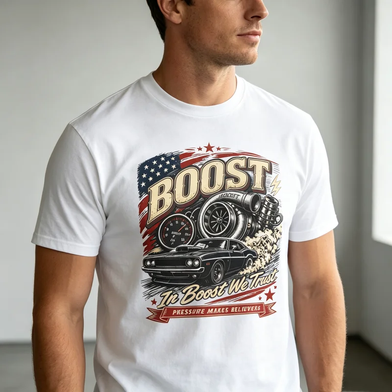 Boost Muscle Car Vintage T-Shirt In Boost We Trust Tee Race Fans Best Gift Crewneck Casual Daily Wear Street Style  harajuku