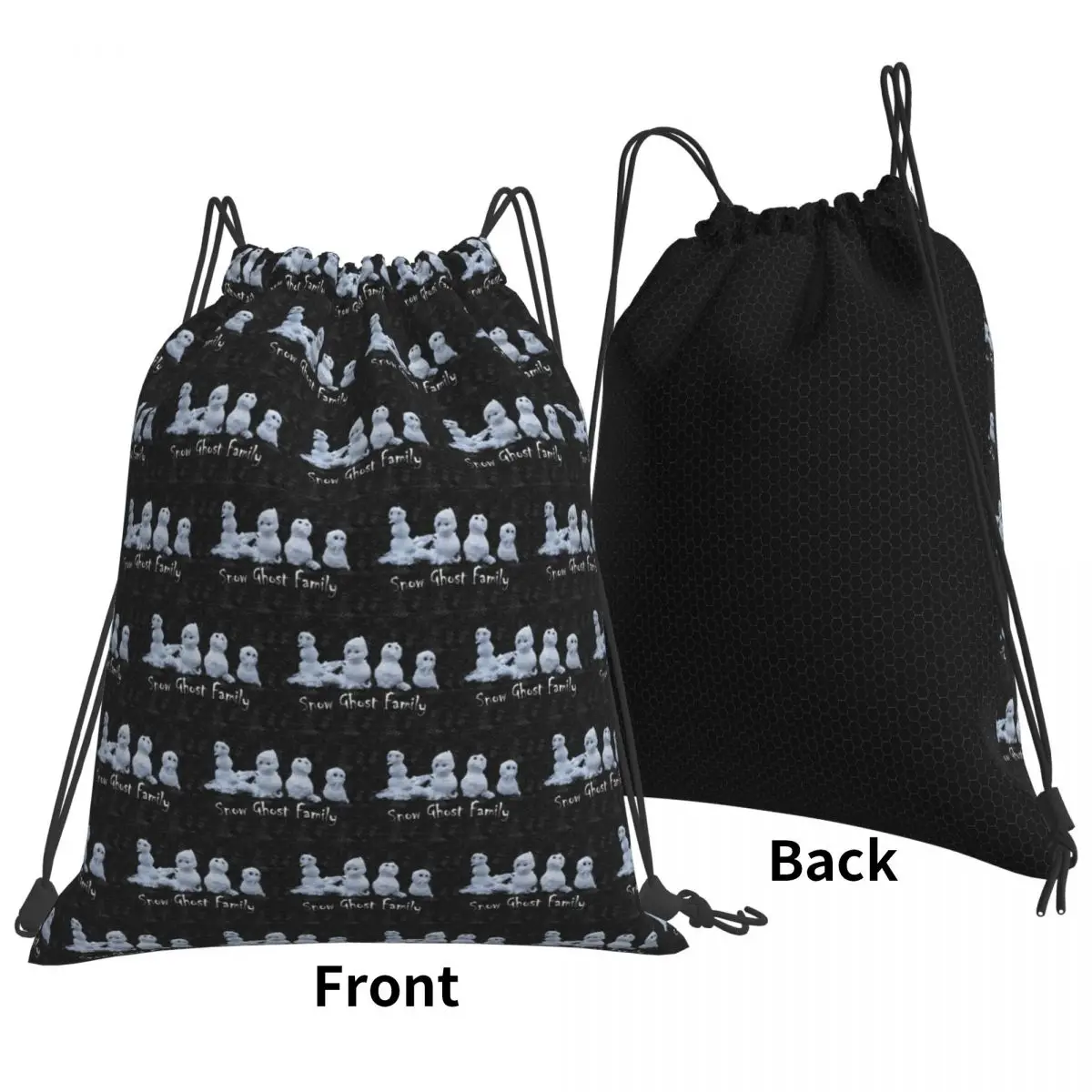 Snow Ghost Family Backpacks Casual Drawstring Bags Shoes Bag Book Bags for Man Woman Students