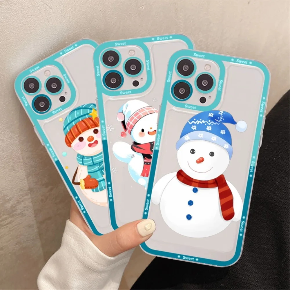 Winter Cute Snowman Phone Case For Redmi 7 8 9 A For Redmi Note 5 7 8 9 10 11 Pro Max 4G 5G Funfas