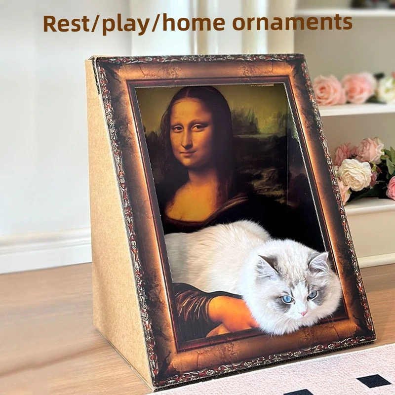 

Oil Painting Scratch Board Cat Nest Integrated Vertical Cats Nest Wear Resistant Anti Scratch Pet Toy Supplies Durable Art Frame