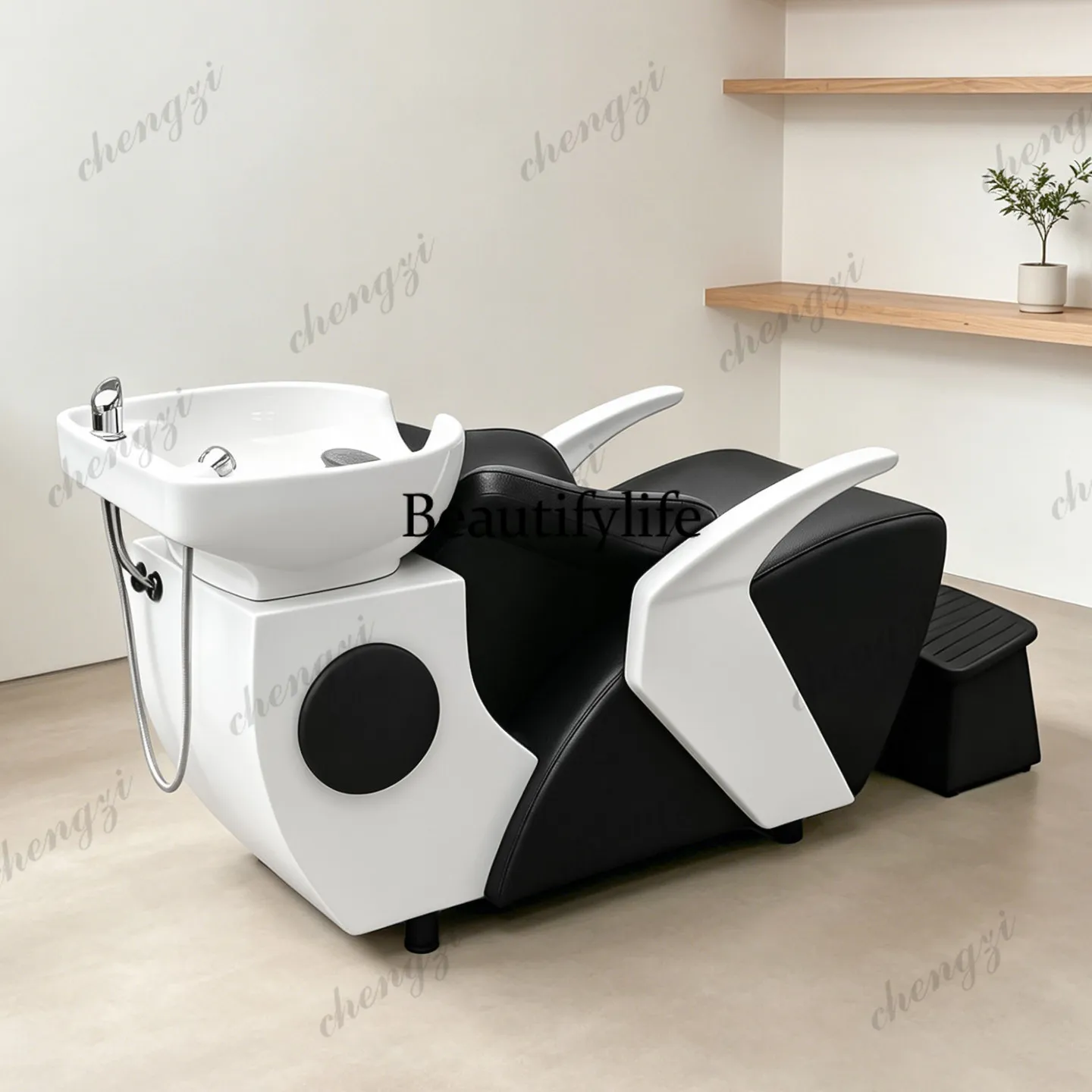 Salon Hair Salon Semi-reclining Shampoo Bed Barber Shop Ceramic Basin Shampoo Bed