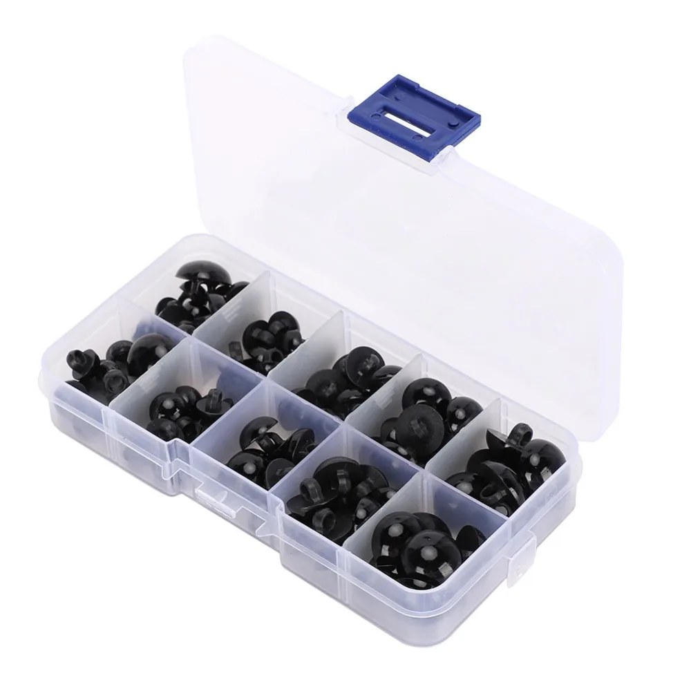 100pcs Accessories Plastic Eyes Black Half Ball Shape Plastic Crafts Mushroom Shank Mushroom Buttons Amigurumi Projects
