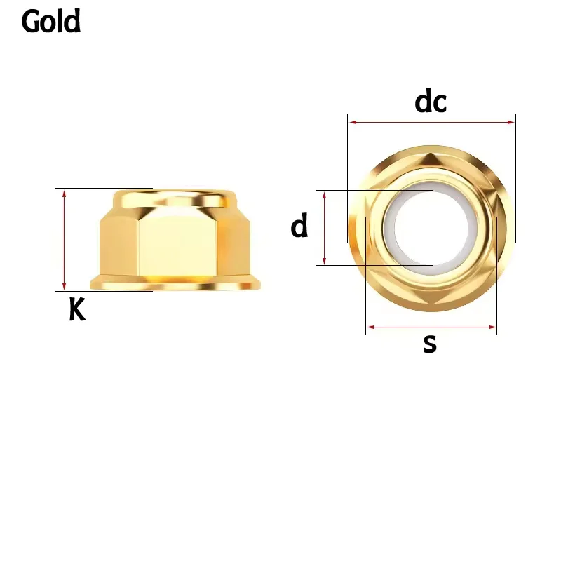 Aluminiumlegierung Flansch-Sicherungsmutter M2M2.5M3M4M5M6M8 Eloxierte Farbige Nylon-Einsatz Selbstsichernde Lockmuttern für RC FPV Racing Drohnen