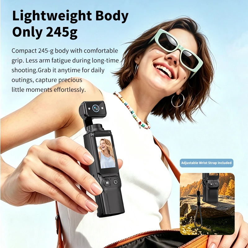 Handheld Camera 2-inch Outdoor Sports Camera Pocket 270 ° Rotating High-definition Shooting Recorder Vlog Travel Fill Light