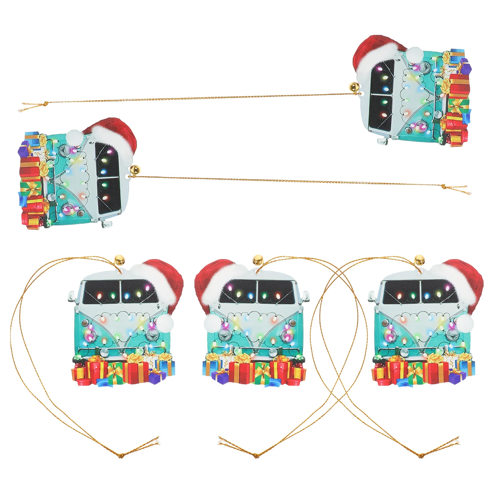 

5Pcs Christmas Tree Ornaments Car Shape Wooden Hanging Pendants Xmas Party Decoration Car Shaped Hanging Pendant