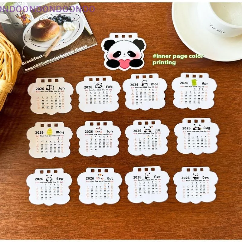 

Cartoon Panda Desktop Mini Desk Calendar Clock 2026 Year Program Student Rewards Creative June 2025 - December 2026 Gift