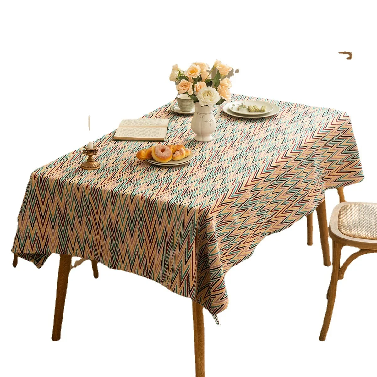 Dining Table Cloth Household Rectangular Chenille Fabric Jacquard Tea Table Decoration Background cloth Desk Cover