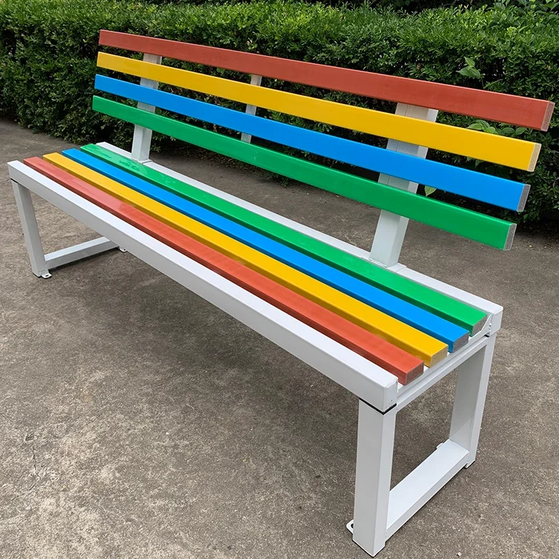 Park Chair Outdoor Bench Backrest Bench Anti-corrosion Plastic Wood Community Square Outdoor Waterproof Chair Leisure Seat