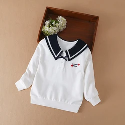 Toddler Girls' College Style 2024 New Cotton Color Block Hoodie With Lapel Collar For Spring And Autumn Kids Clothing