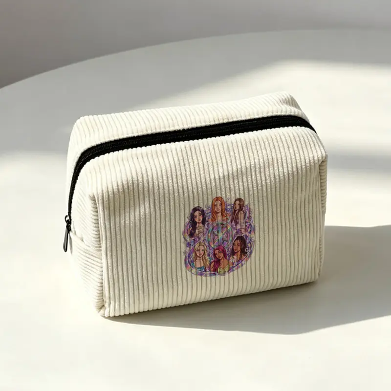Kpop KATSEYE World Tour Lightweight Toiletry Bags Square Corduroy Makeup Bag Multi Functional Storage Bags for Women Fan Gifts