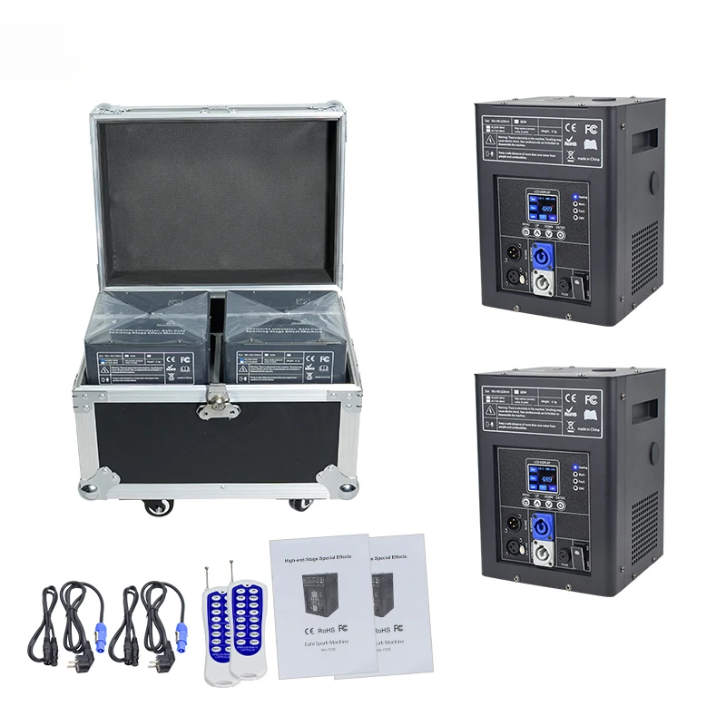 DMX Control Fireworks Machine 2pcs 750w Wireless Cold Spark Machine Wedding with Flight Case Sparkler Machine