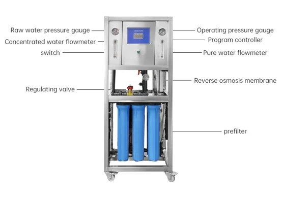 Équipement de purification d'eau de système RO automatique, commercial portable, 500 LPH