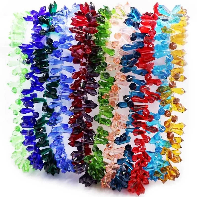 10pcs 10x25mm Teardrop Bicone Prism Faceted Crystal Glass Loose Crafts Pendants Beads for Jewelry Making DIY