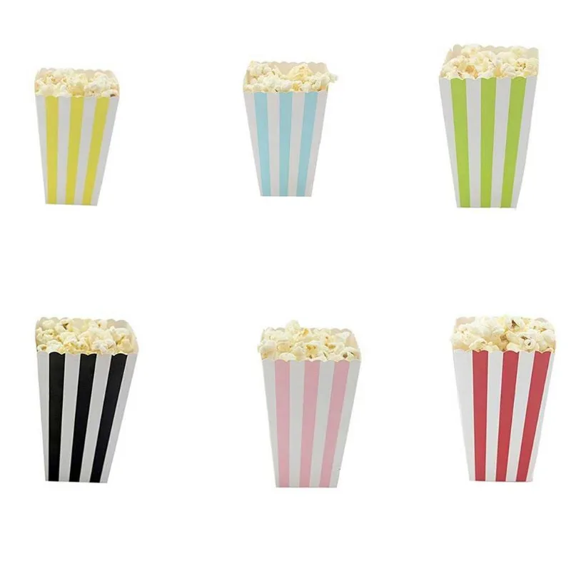 صناديق فشار مخططة يمكن التخلص منها ، حاويات وجبات خفيفة ورقية ، لوازم تقديم الطعام ، حفلة عيد ميلاد ، زفاف ، فيلم ، ليل ، زفاف