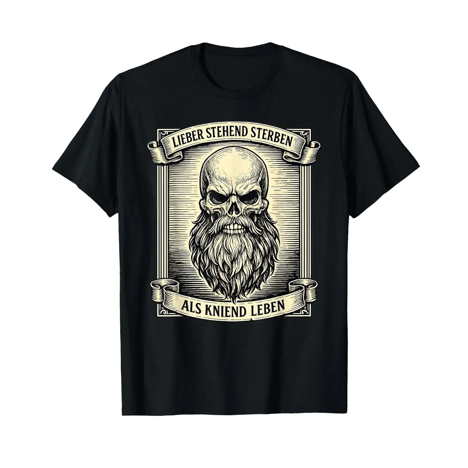 Lieber stehend sterben als kniend Leben Totenkopf T Shirt vintage Washed Breathable Stylish Soft Casual Top For Everyday Wear