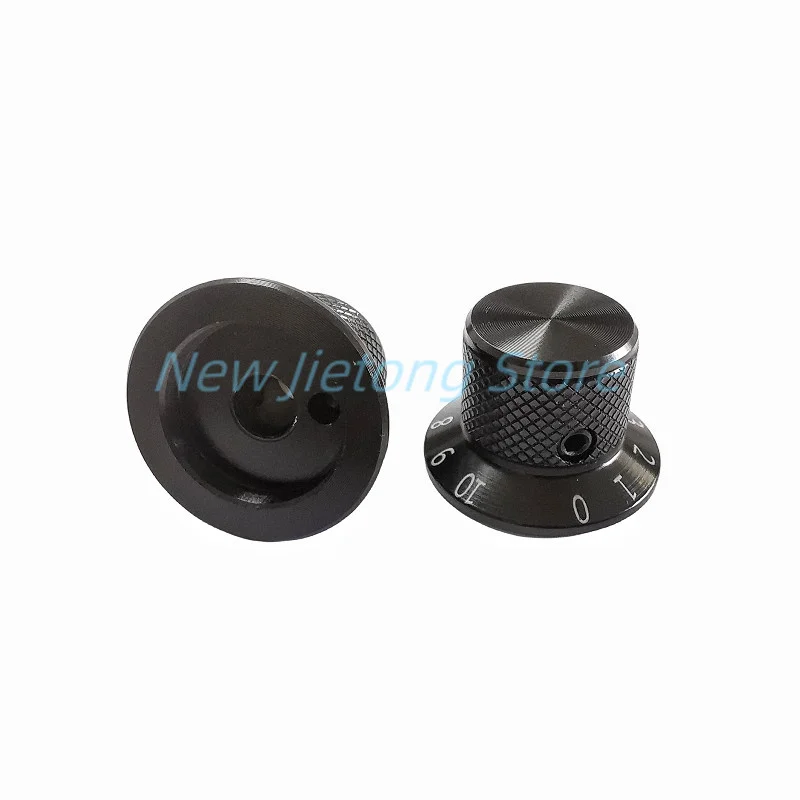 2pcs 25x17mm Black Aluminum Alloy Potentiometer Switch Contral Caps Volume  Audio Electric Guitar Bass Knobs Screw Type