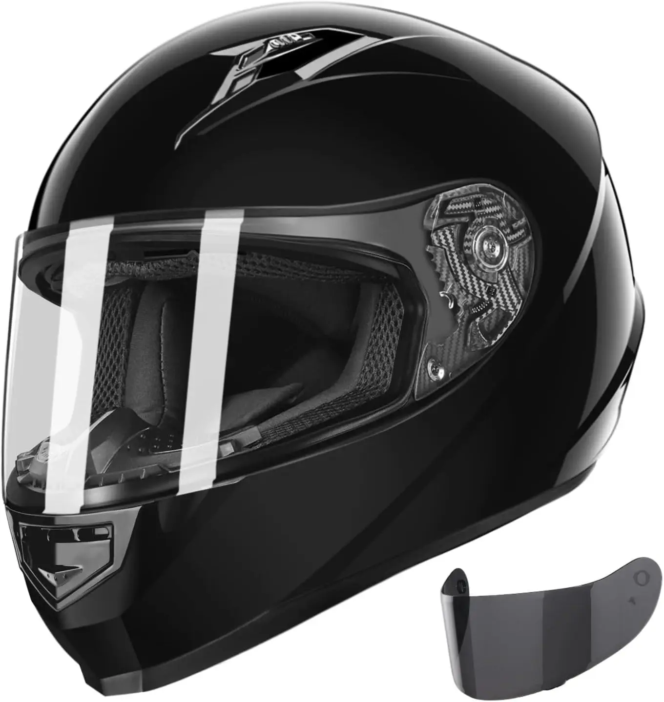 

Compact Motorcycle Helmet-Black Large-Full Face Tinted Visor DOT Approved