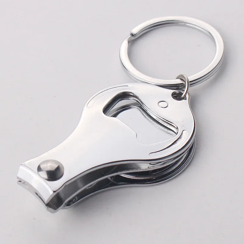 2pcs / Pack Nail Clipper Keychain Bottle Opener Practical Beer Opener Keychain Portable Kering