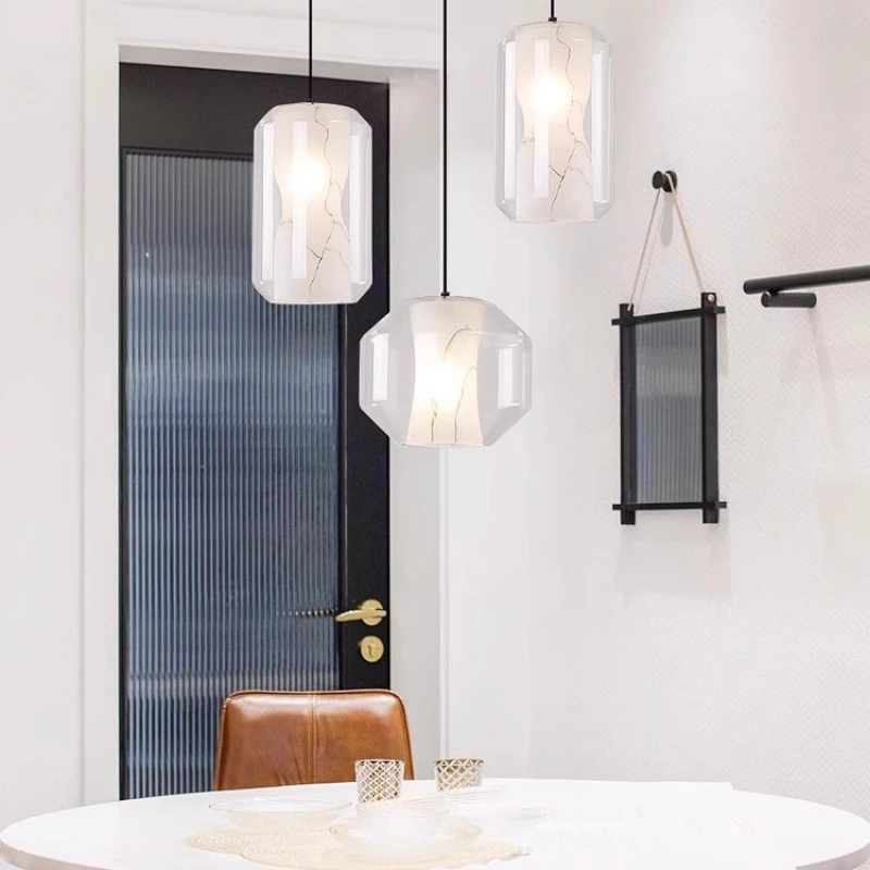 

Modern creative personalized pendant light imitating marble pattern glass study dining room bedside pendant light