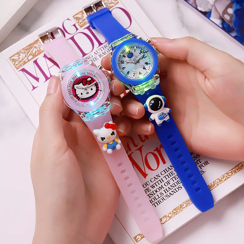 UTHAI BK147 Children's Cartoon Anime Character Watch Night Glow Quartz Digital Clock Silicone Band Cute Boys and Girls Watch