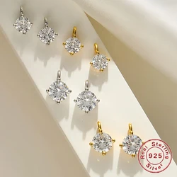 S925 Sterling Silver Round Zirconia Pendant Gold Plated Pendants for Necklace Chain jewelry making Charms DIY Fine Jewelry SD3
