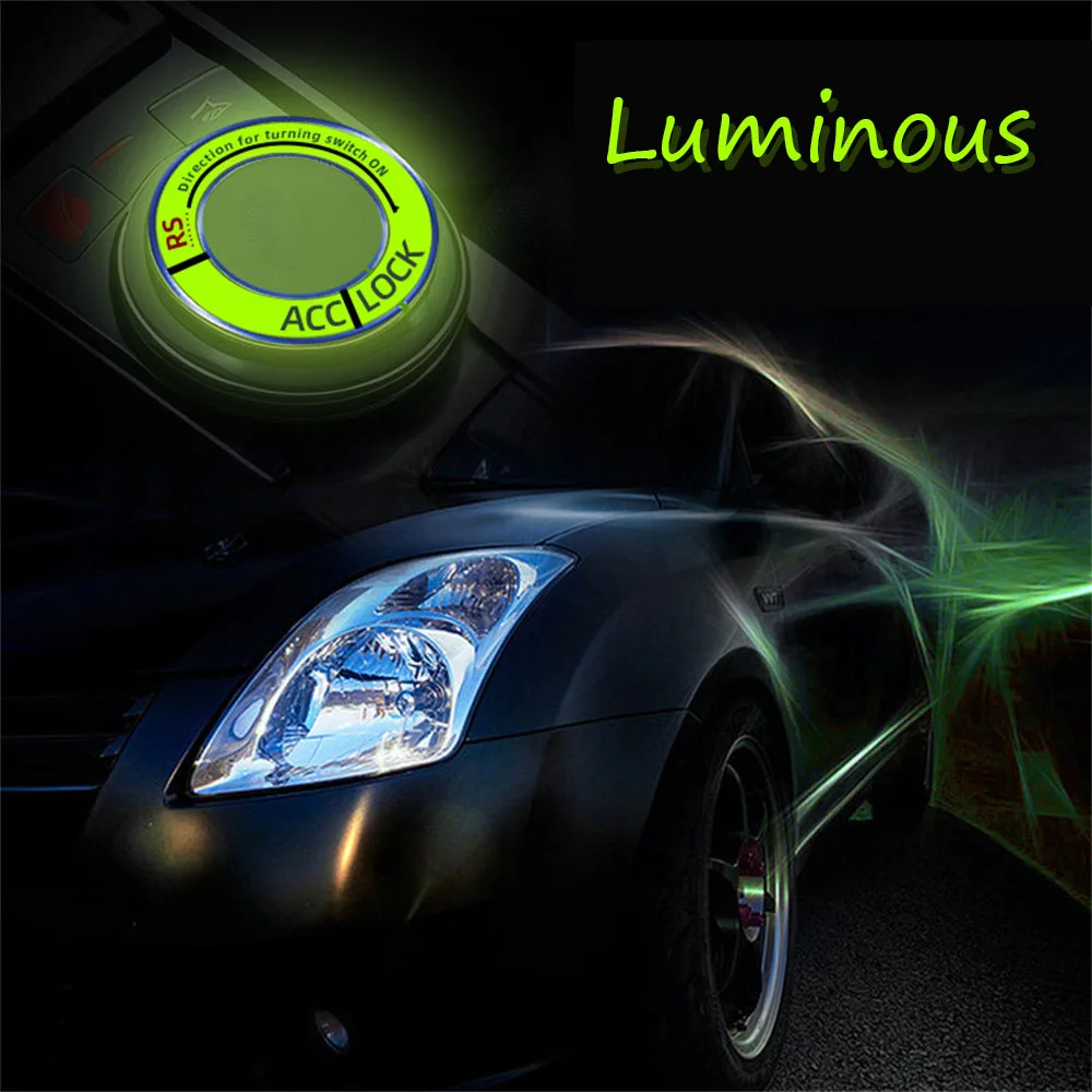 Car Luminous One Click Start Decorative Ring Interior Button Sticker Ignition Switch Protective Cover Fluorescent Keyring