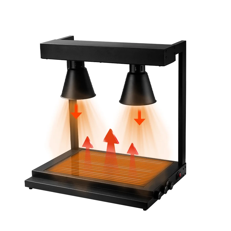 Commercial Food Warming Lamp with Double Bulb. Adjustable Heat ControForBuffet,Restaurant,Catering,BanquetFoodDisplayHotFoodLamp