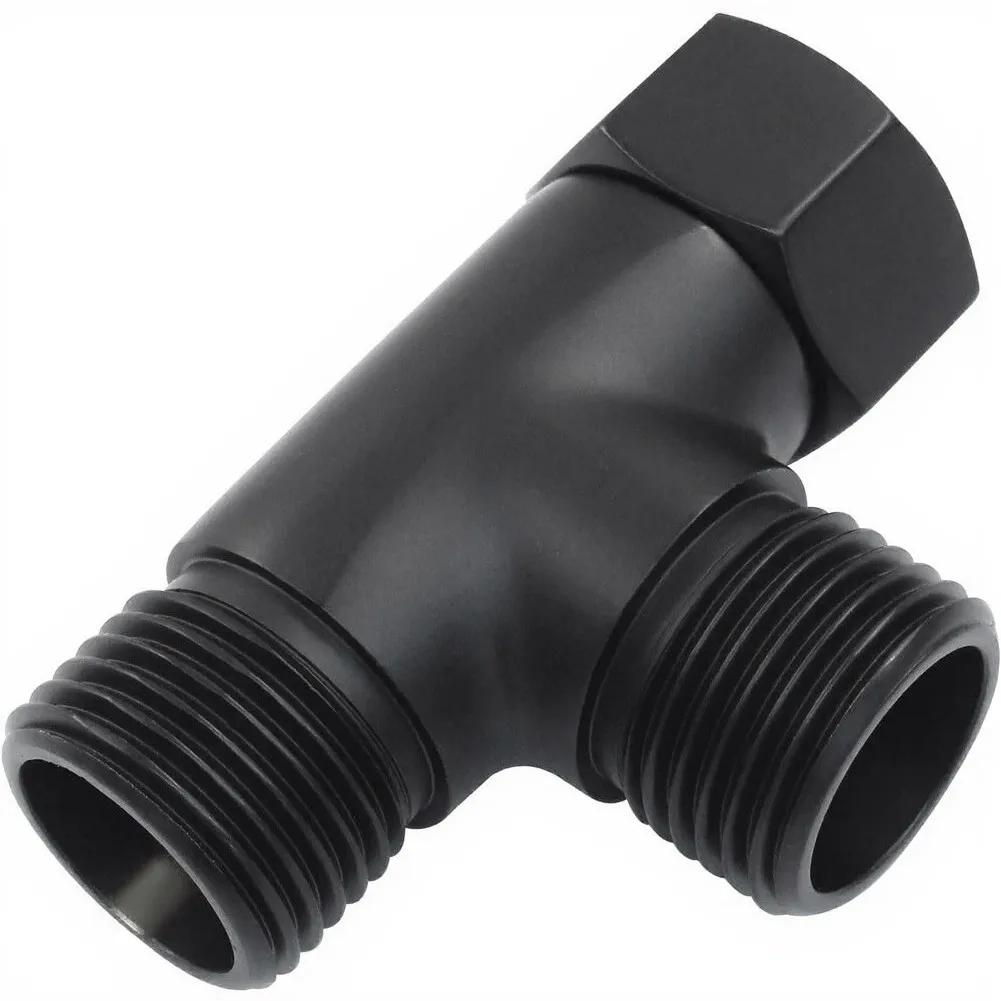 Black Brass G1/2 3-Way T Style Shower Diverter Valve for Standard Bathroom Shower Systems with Overhead and Handheld Options