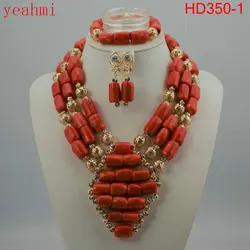 Coral Beads Statement Necklace Set Chunky Bib Beads African Jewelry Fashion Real Coral Necklace Set