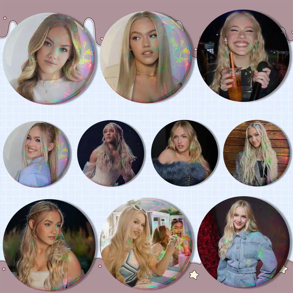 

F-Freya Skye pretty girl Creative Round Badge Button Pin Bag Decor Fans Collection Friends Gift Brooch