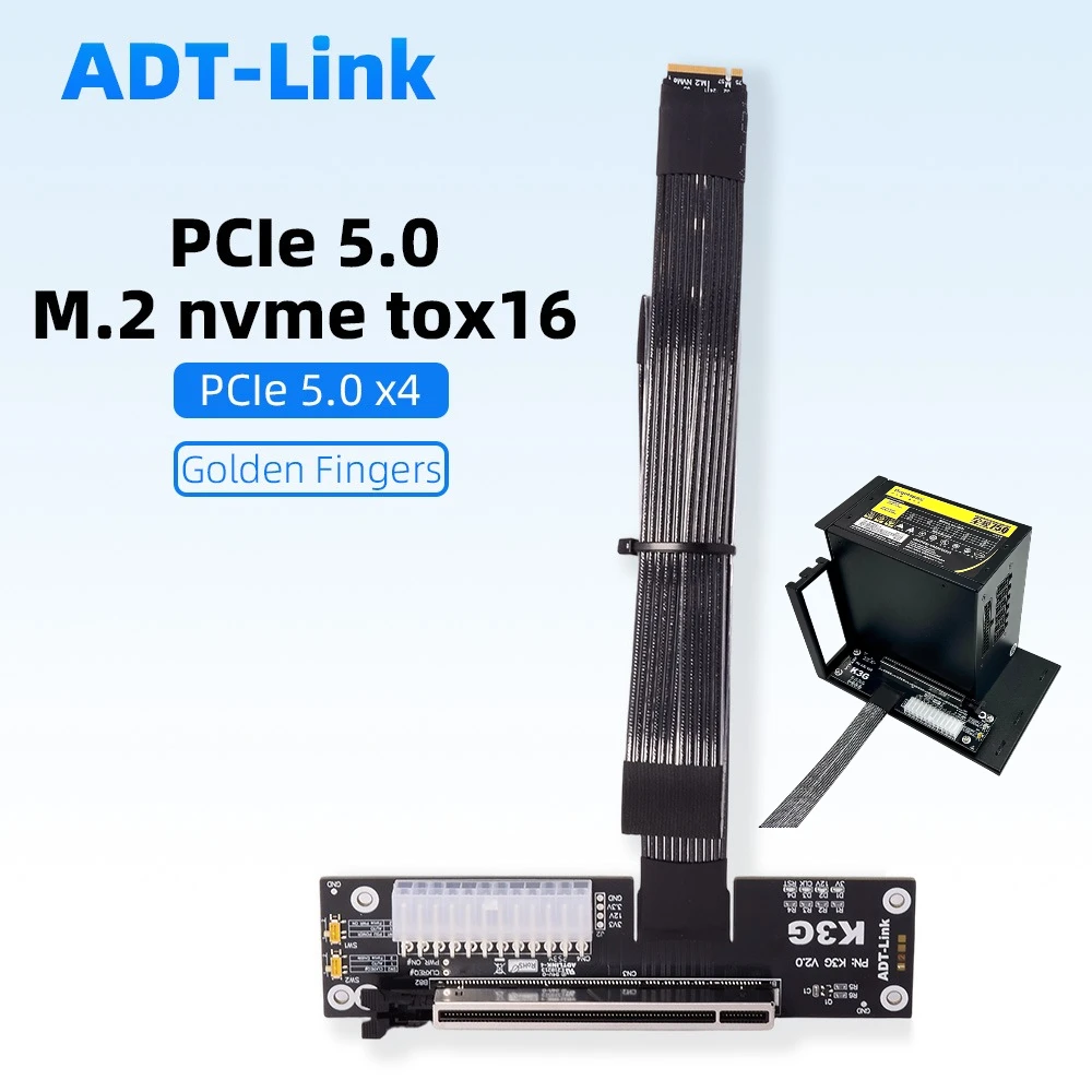 ADT-Link K43SG PCIe 5.0 X4 M.2 NVMe To X16 Laptop GPU External EGPU Adapter Cable Dock Docking Station for NVIDIA RTX50 AMD RX90