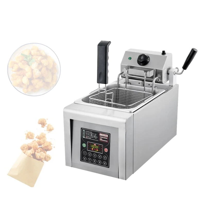 Automatic Lifting Fryer 2850W 8L Stainless Steel Single Double Cylinder Tank Can Be Detached For Easy Cleaning Electric Fryer Ma