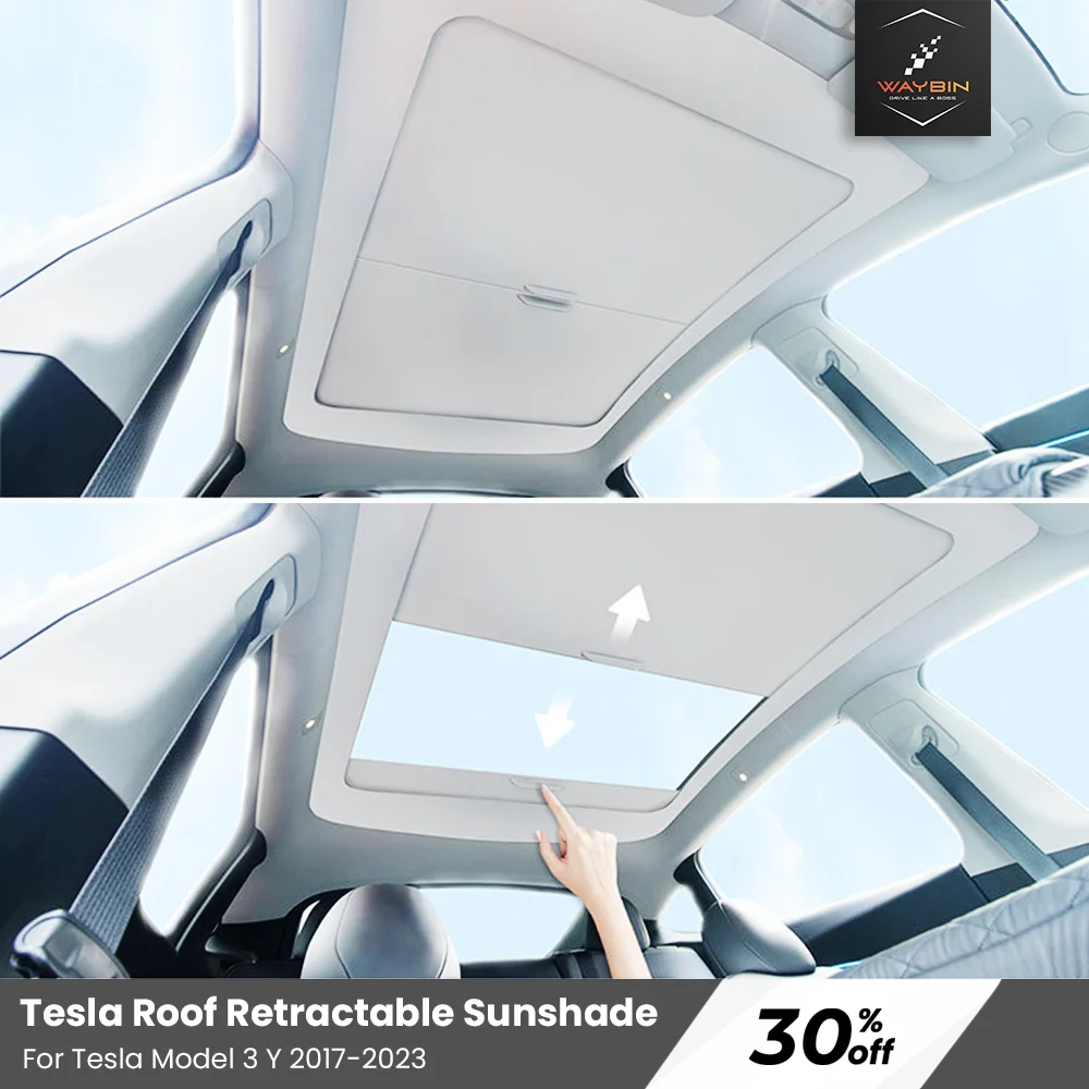 

Newest Tesla 2023 Modely Sunshade Roof Skylight Shade Scroll Original Car Sun Visor Sunscreen insulation For Model 3 Y 2017-2023