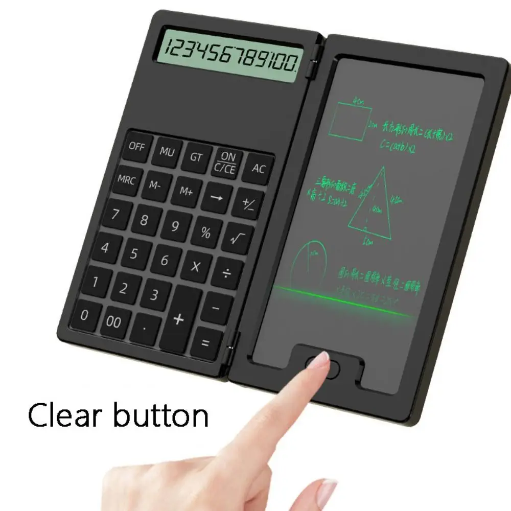 2in1 Mini Calculator with Tablet Portable 12 Digits Digital Writing Tablet Multifunctional Foldable Scientific Calculator School