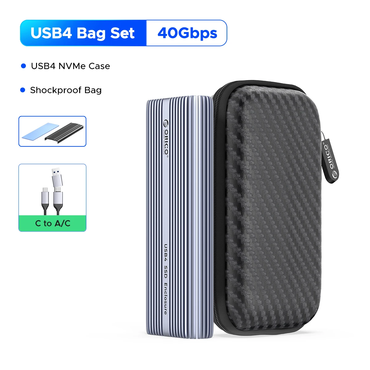 ORICO 40Gbps USB4 NVMe SSD Enclosure 8TB Aluminum