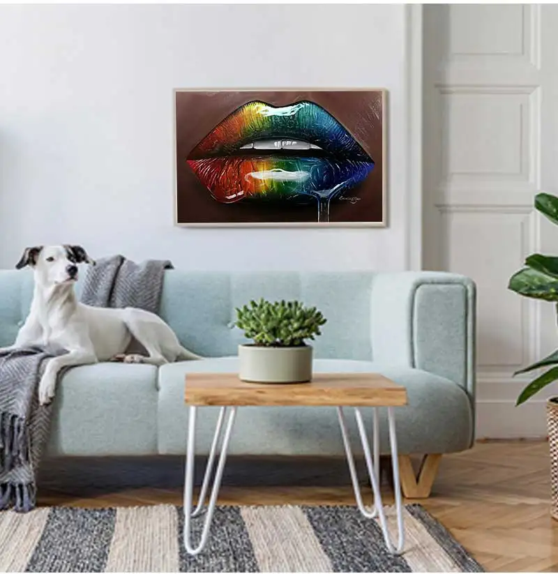 Painting Colorful Mouth Liquid Posters and Prints Abstract Art Picture Living Room Home Decor Modern Sexy Lips Wall Canvas