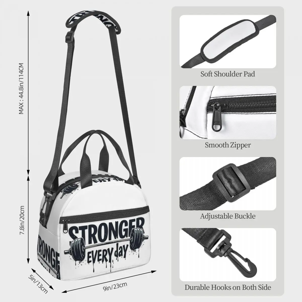 Gym Sport Bodybuilding Workout Motivational Quote Insulated Lunch Bag for Women Office Cooler Thermal Box Leakproof Lunch Boxes