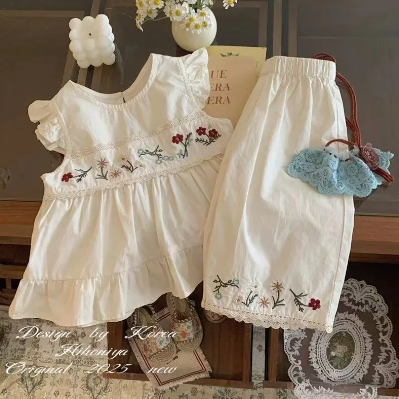 Korean children's clothing new summer style baby pastoral retro-style cute outfit