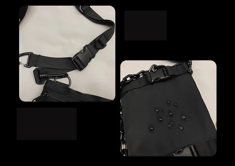 Funktionale Taktische Brusttasche für Unisex, Modische Hip-Hop-Weste, Streetwear-Tasche, Hüfttasche für Damen, Schwarze Wild-Brusttasche – Detail 13