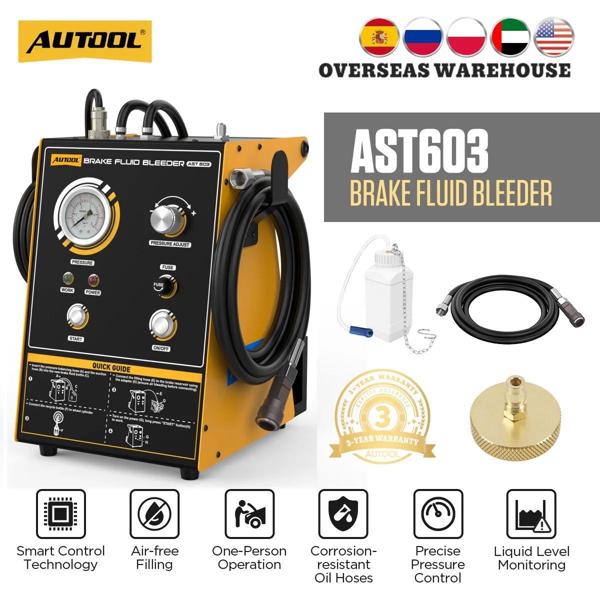 AUTOOL 220V/110V Automotive Brake Fluid Bleeder Pumps Brake Oil Exchanger Tool AST603 Car Brake Fast Extractor For Car Repair