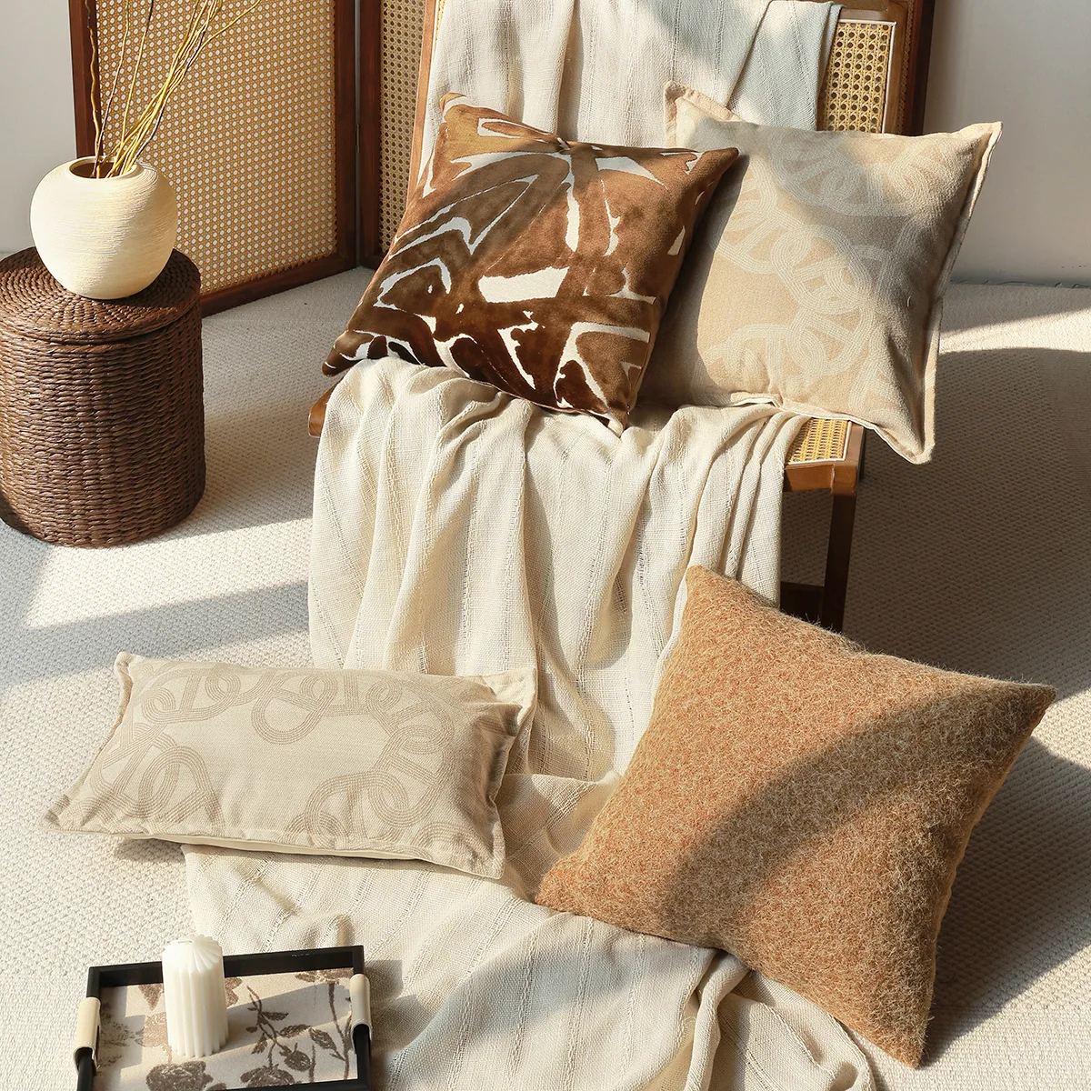 45x45cm Wabi Stillwind Sofa Pillow Cover Does Living Room Decorative Pillow Waist Backrest Bedside Cushion Waist Pillowcase