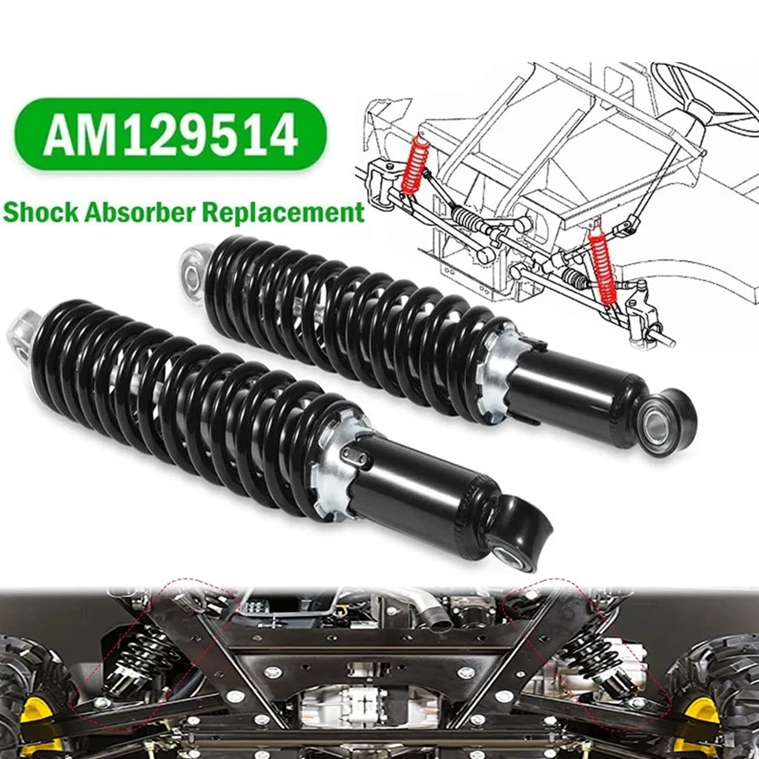 

AM129514 Комплект передней подвески амортизатора для Gator 4X2 6X4 TE TH TS TX Turf, заменяет передний левый и правый