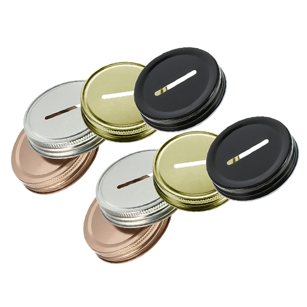 

8pcs Mason Jar Lids 70mm Coin Bank Slot Cover Tinplate Canning Covers Home Kitchen Bar Supplies Practical Storage Container