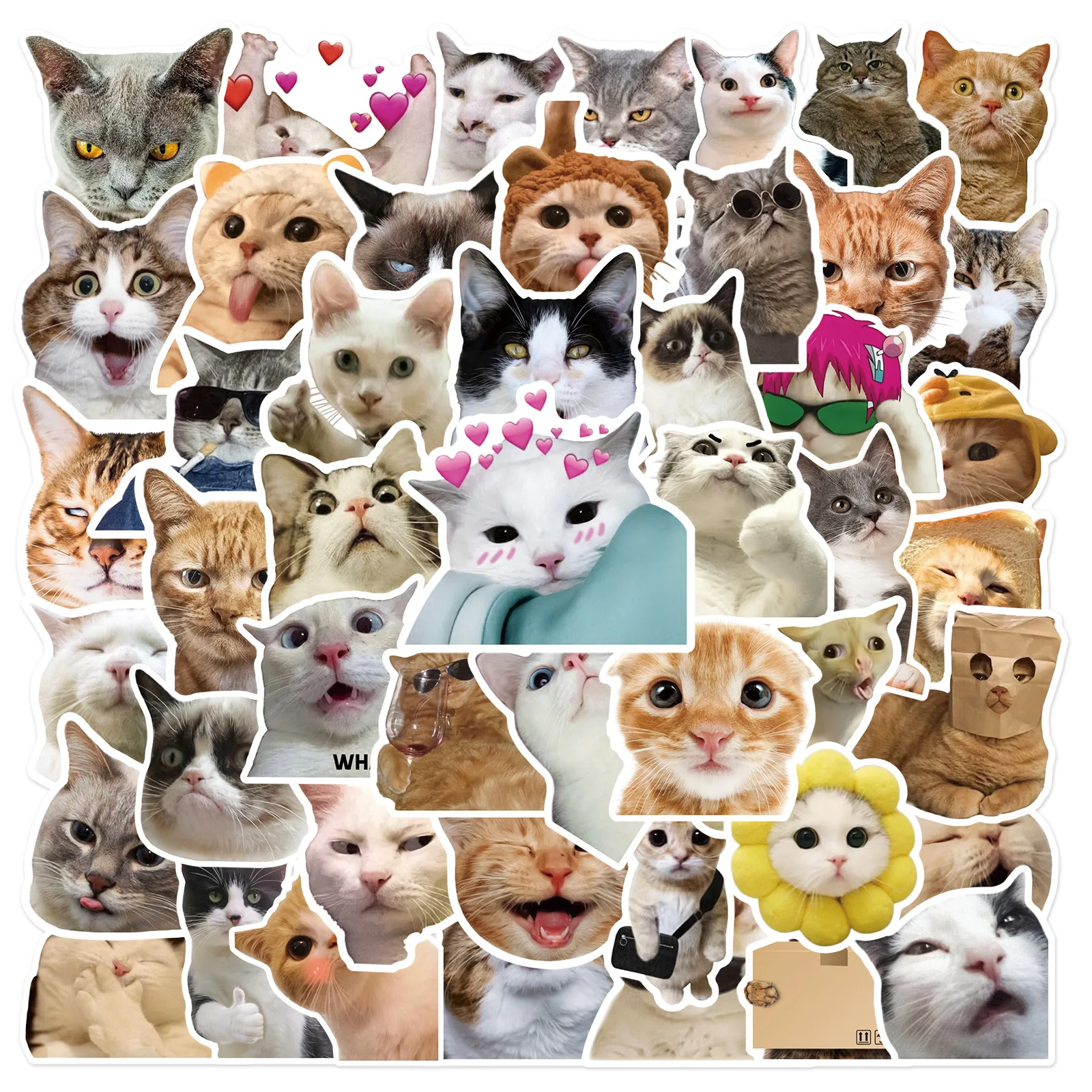 10/30/50pcs Cool Funny Cat Graffiti Sticker Laptop Phone Case Flat Guitar Water Cup Waterproof Diy Kids Toys Decal Decor Sticker