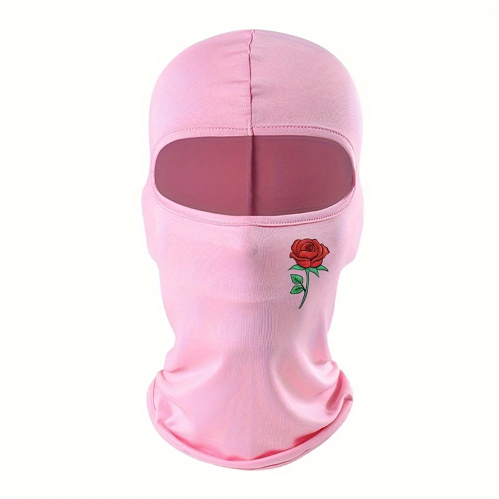 Rose printed balaclava hat windproof and sun resistant ski mask suitable for outdoor cycling and travel image 6
